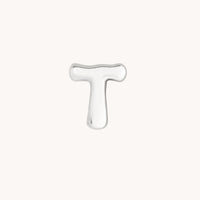 T Initial Click Charm in Solid White Gold