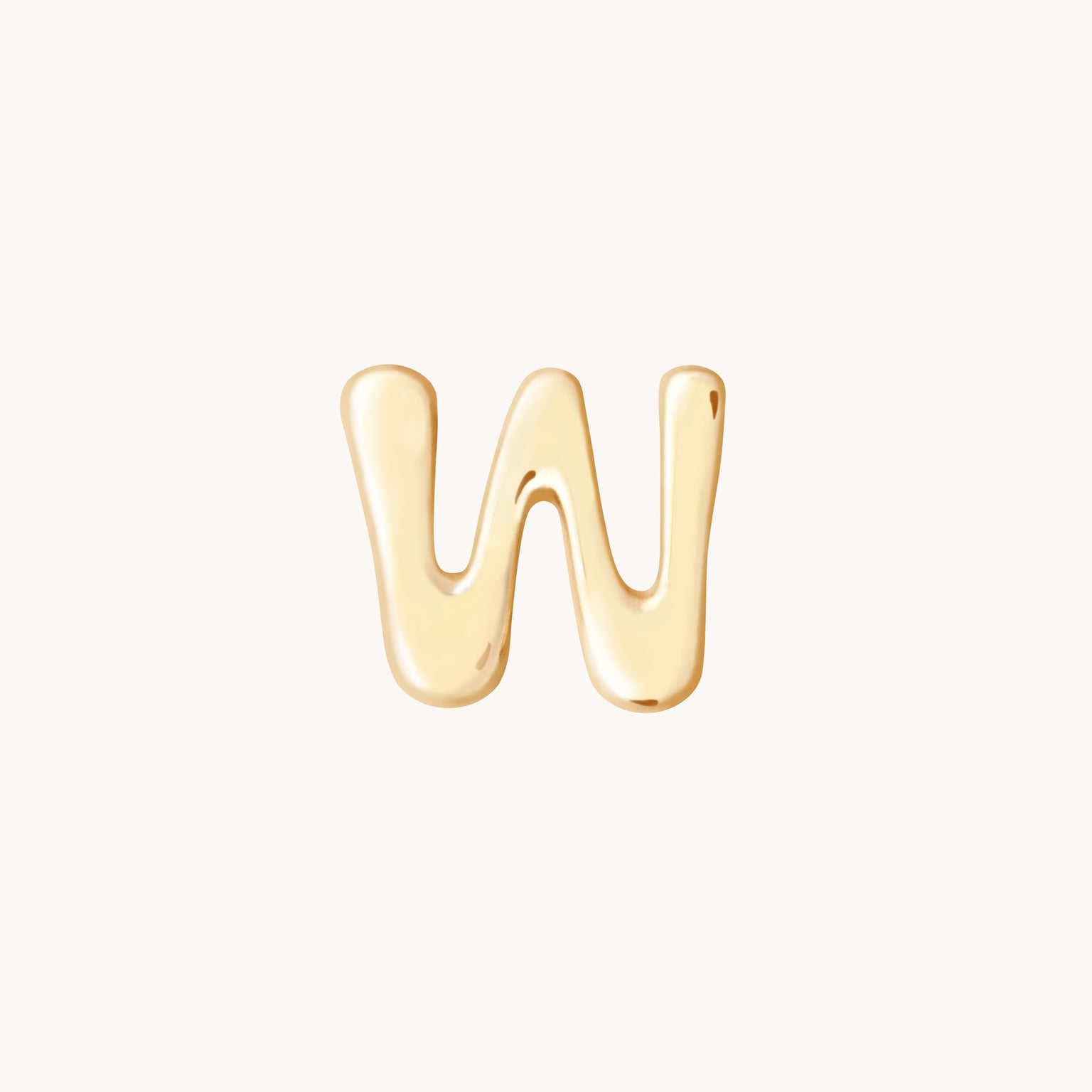 W Initial Click Charm in Solid Gold