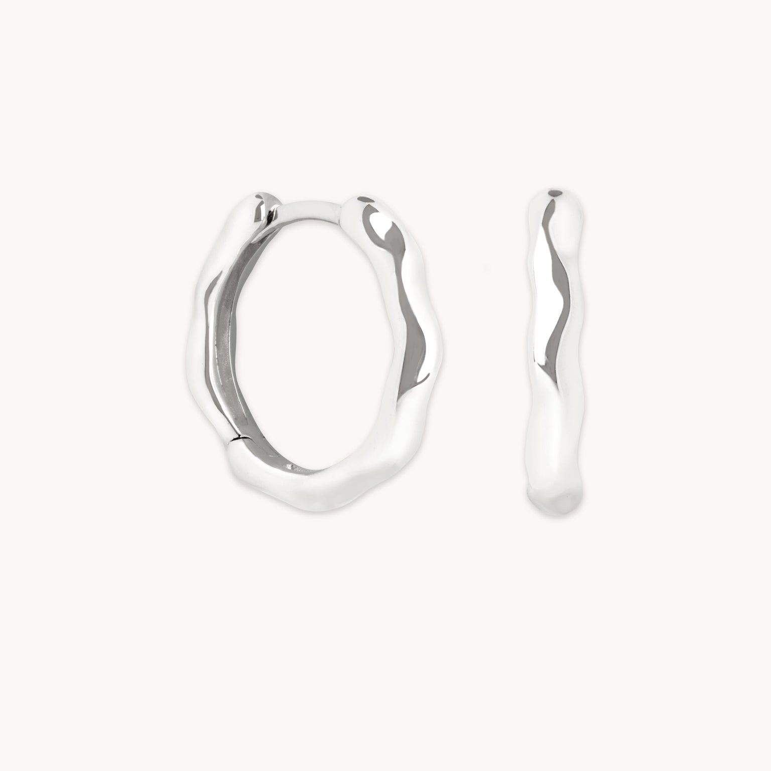 Molten Hoops in Solid White Gold