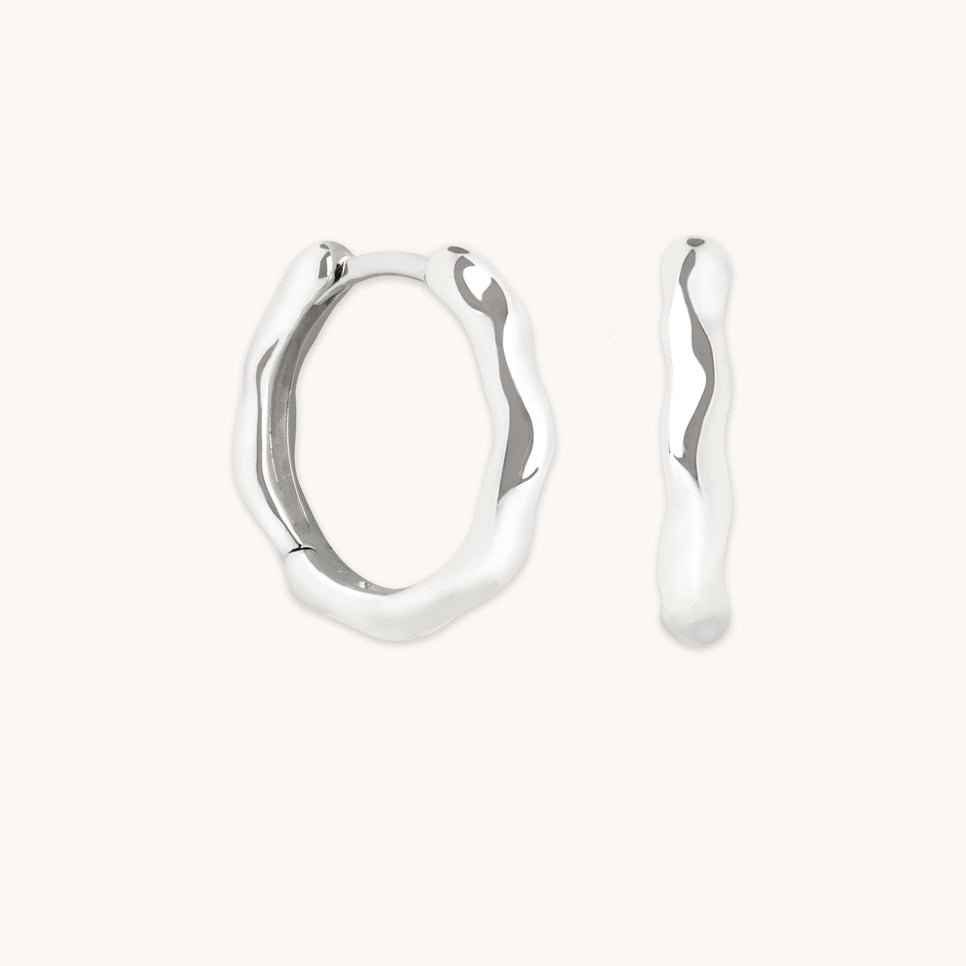 Molten Hoops in Solid White Gold