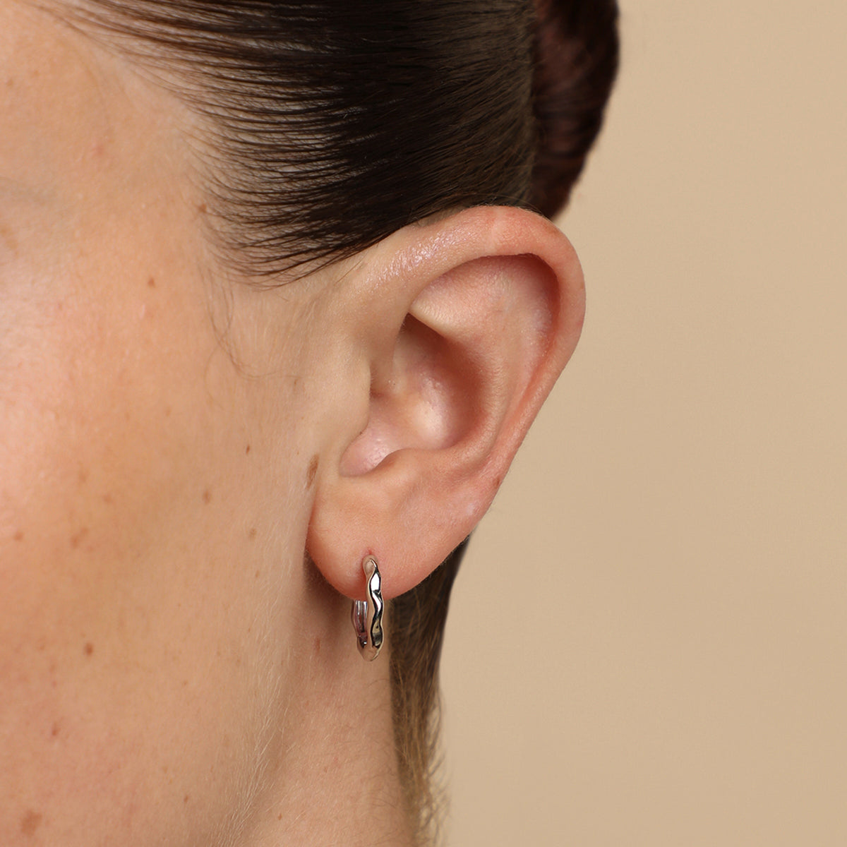 Molten Hoops in Solid White Gold