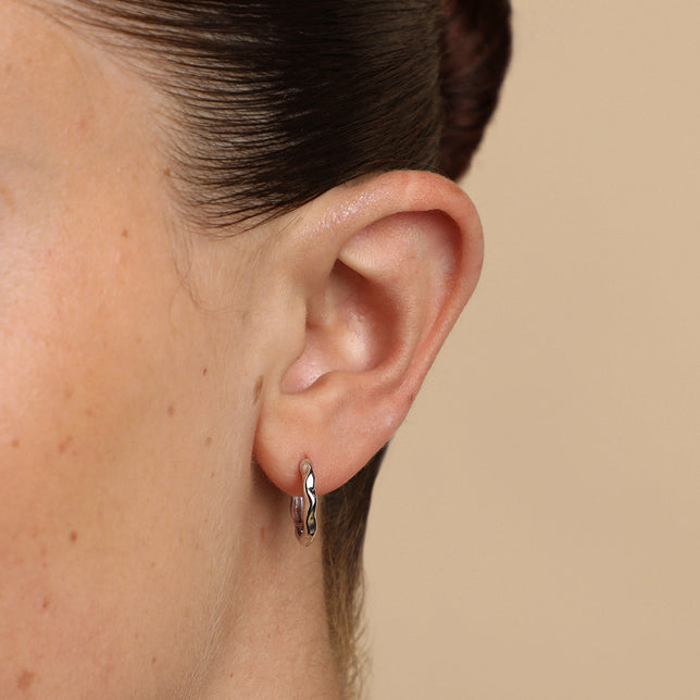 Molten Hoops in Solid White Gold
