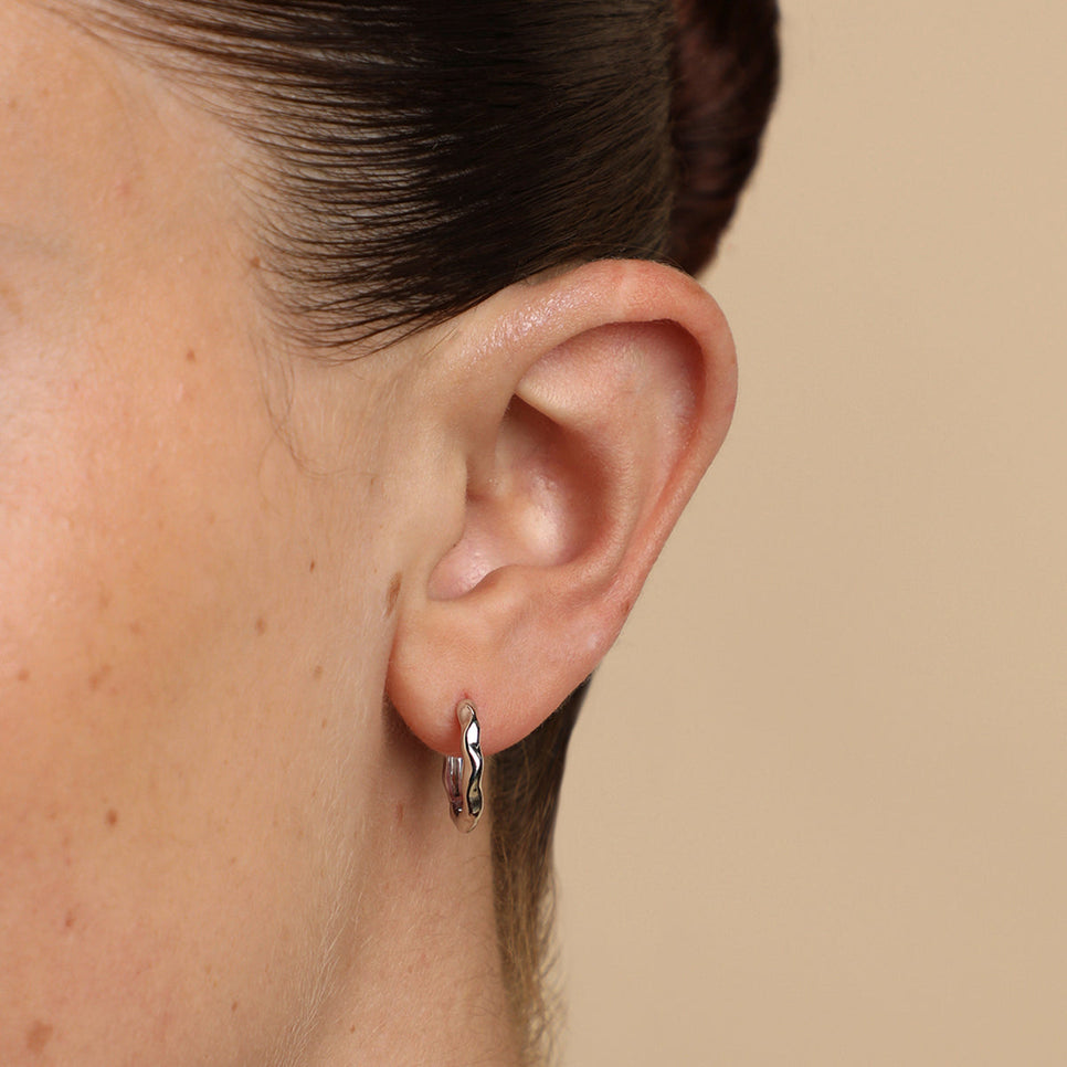 Molten Hoops in Solid White Gold