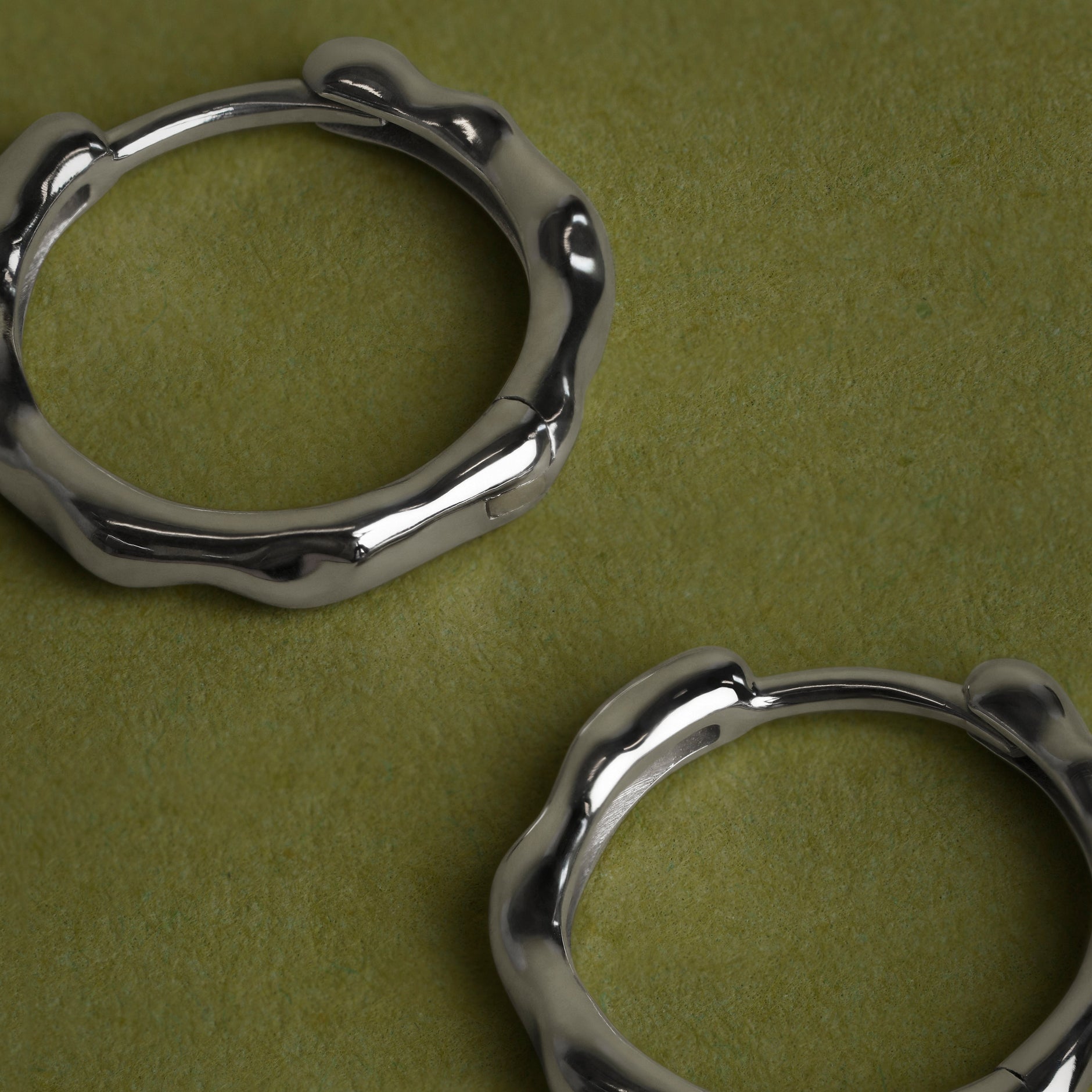 Molten Hoops in Solid White Gold
