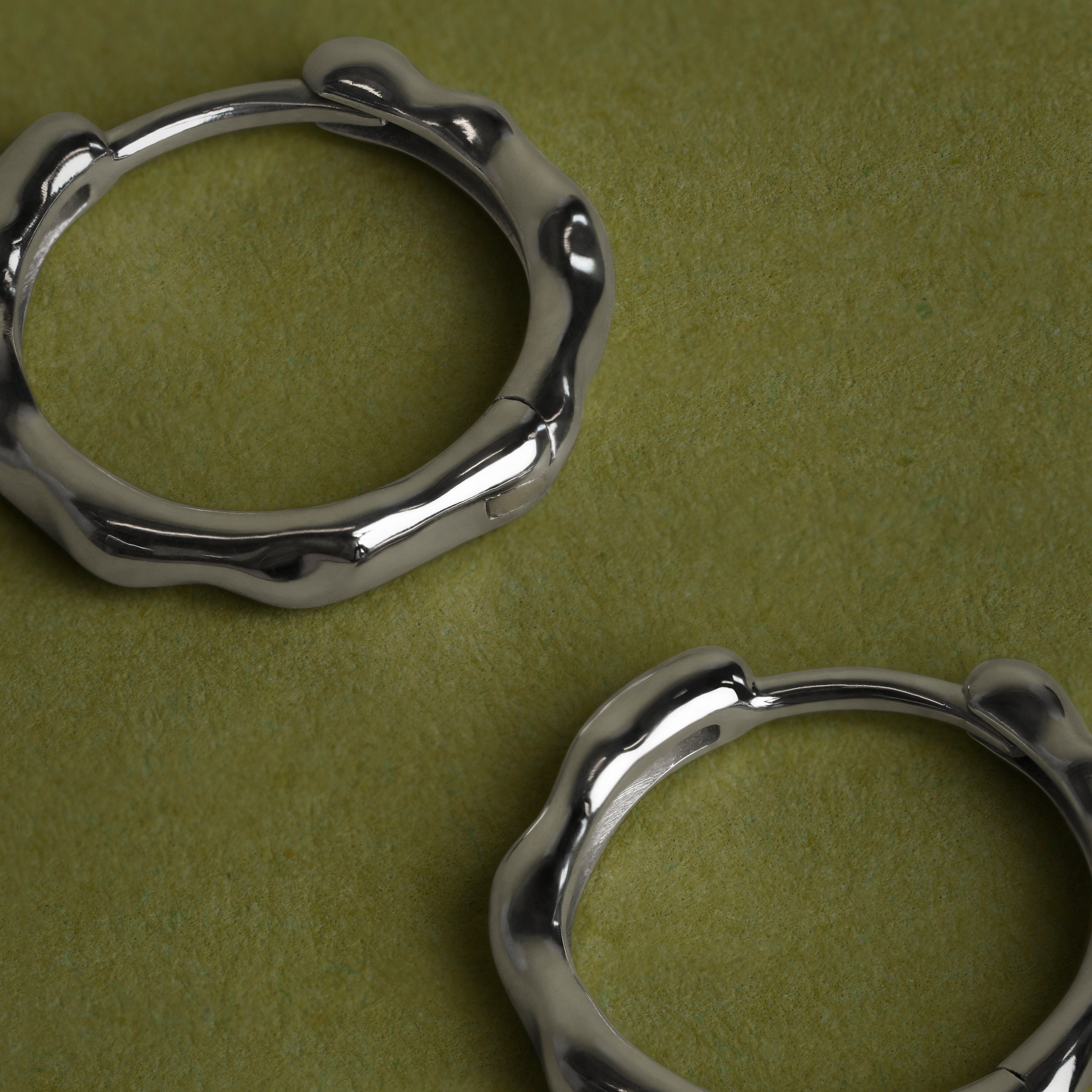 Molten Hoops in Solid White Gold