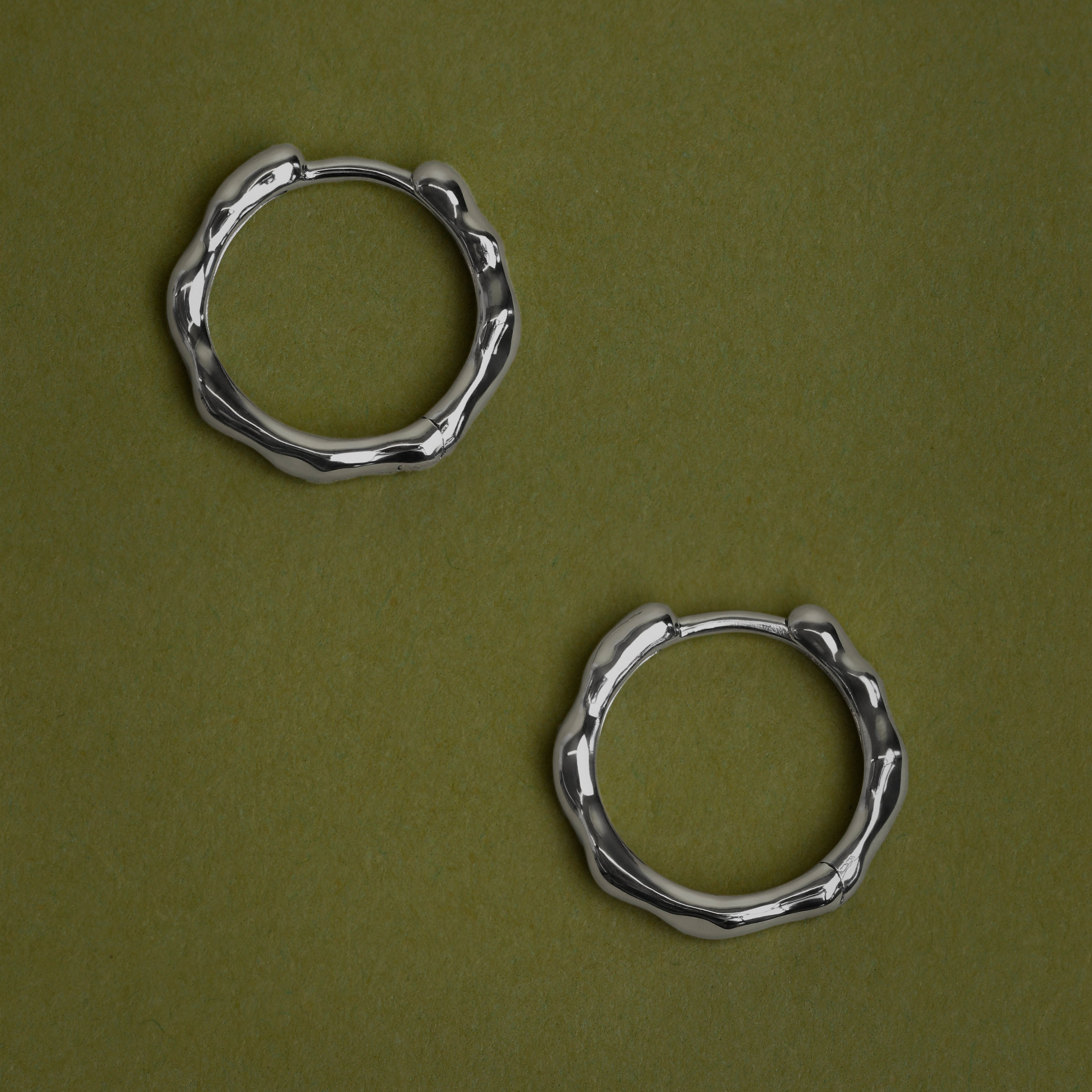 Molten Hoops in Solid White Gold
