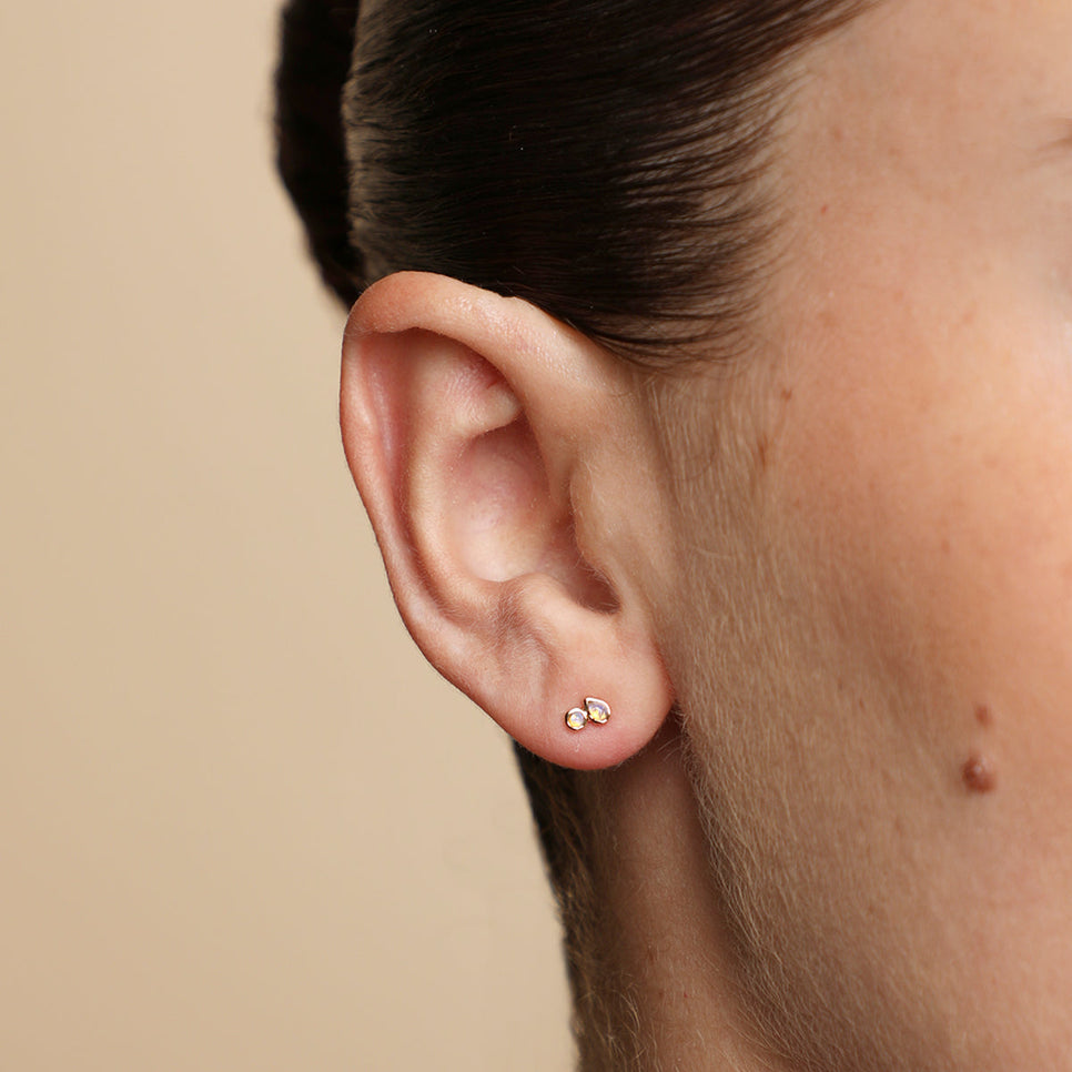 Opal Duo Studs in Solid Gold