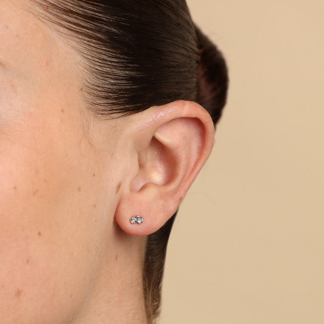 Opal Duo Studs in Solid White Gold