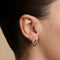Opal Pear Bezel Huggies in Solid White Gold