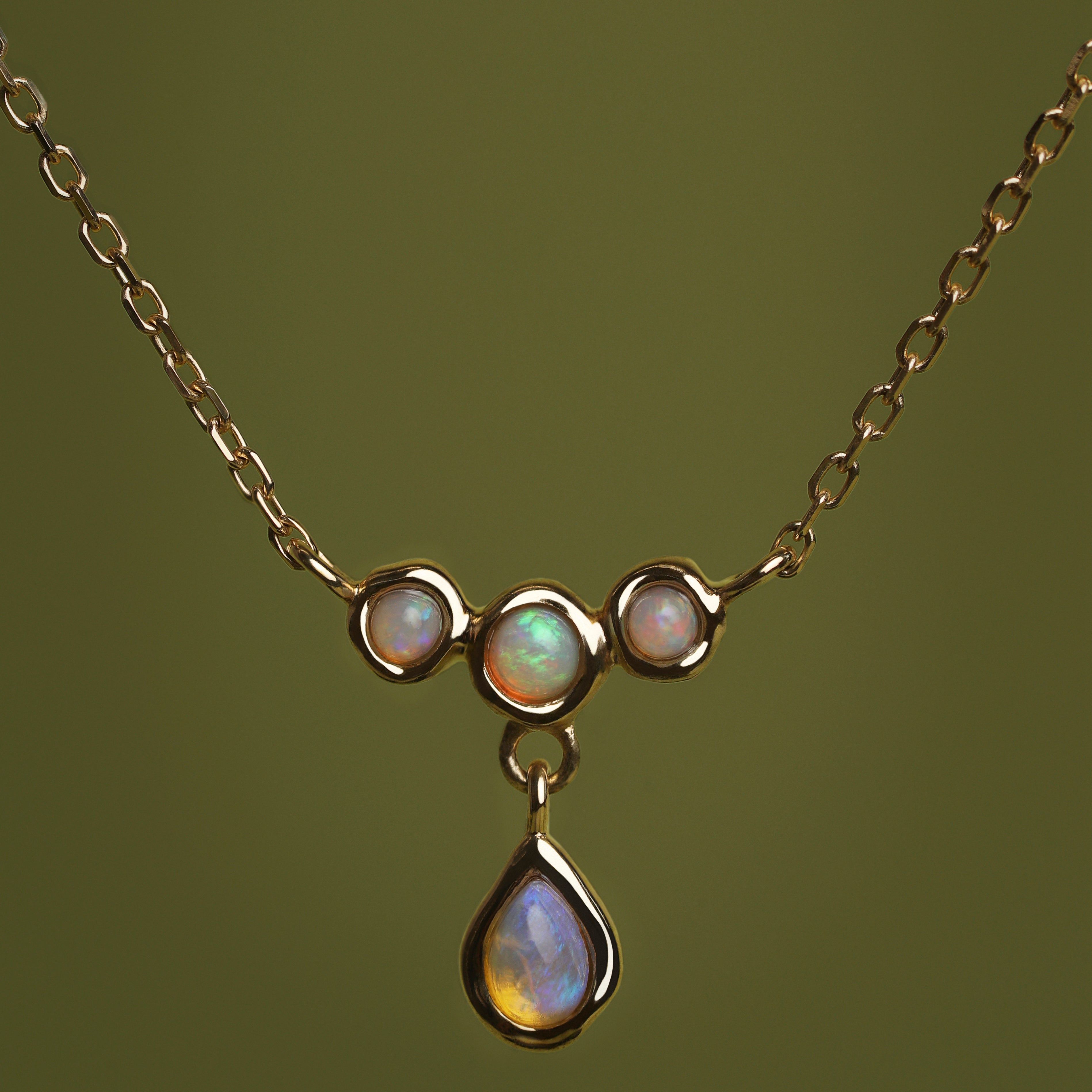 Opal Cluster Pendant in Solid Gold