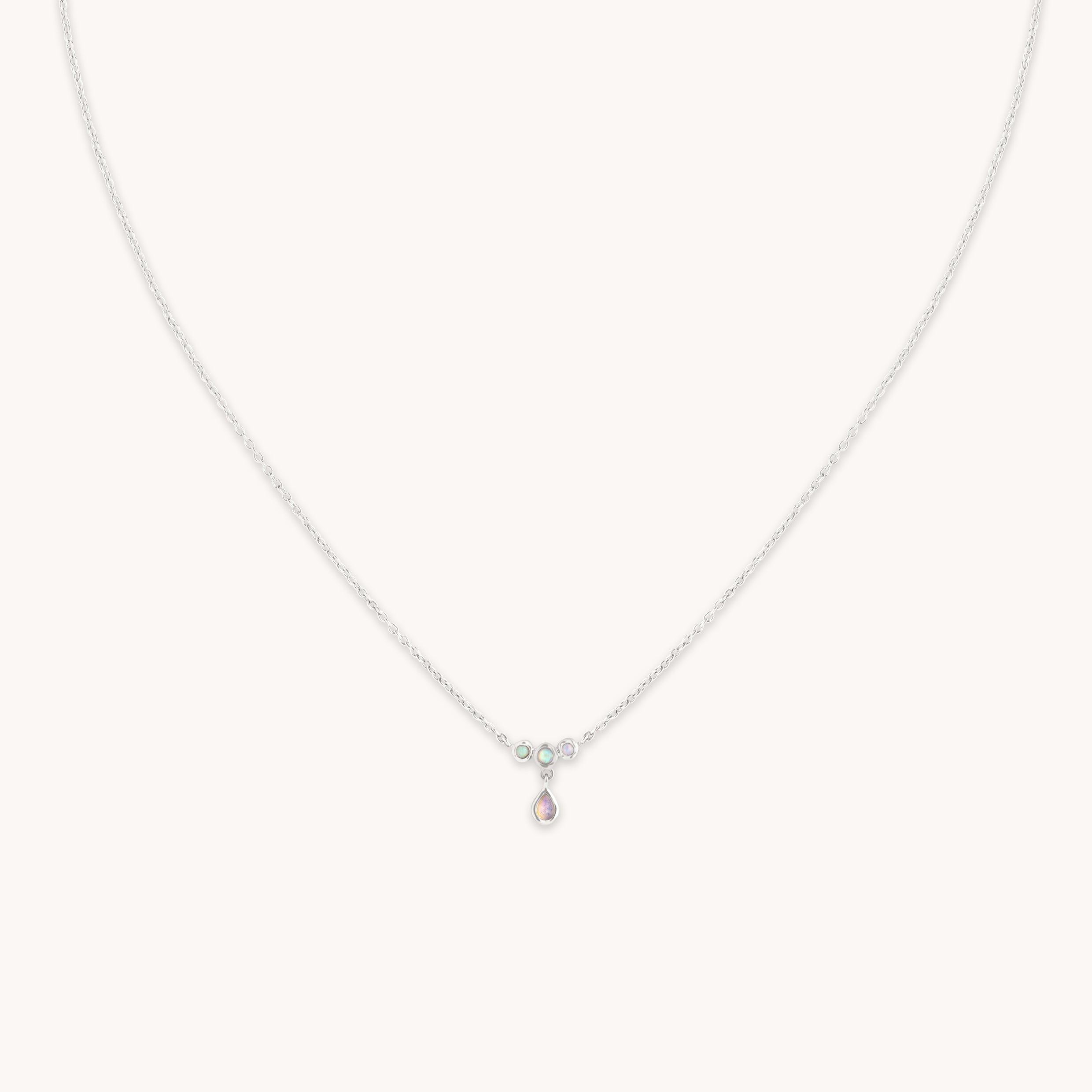 Opal Cluster Pendant in Solid White Gold