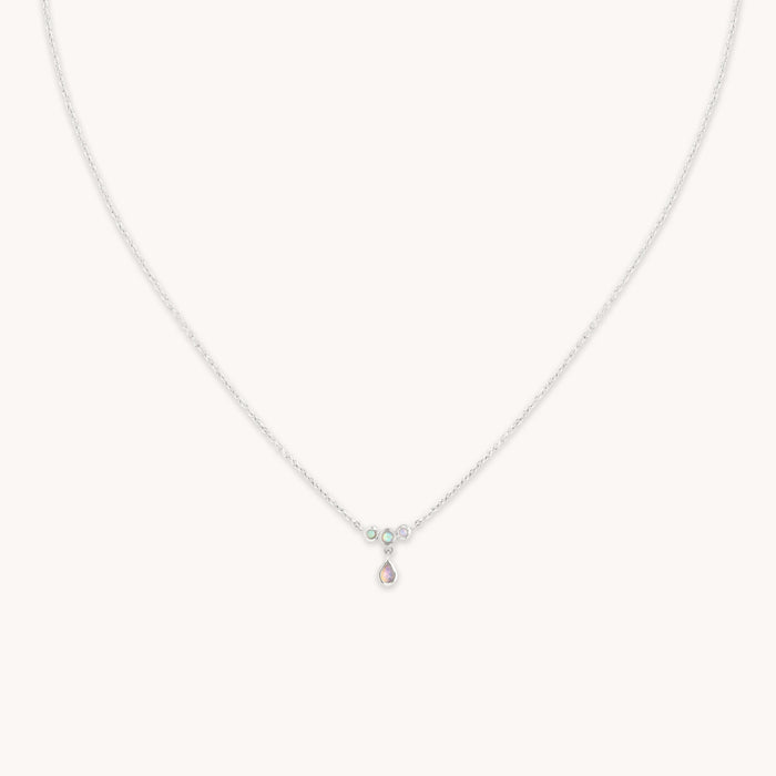 Opal Cluster Pendant in Solid White Gold