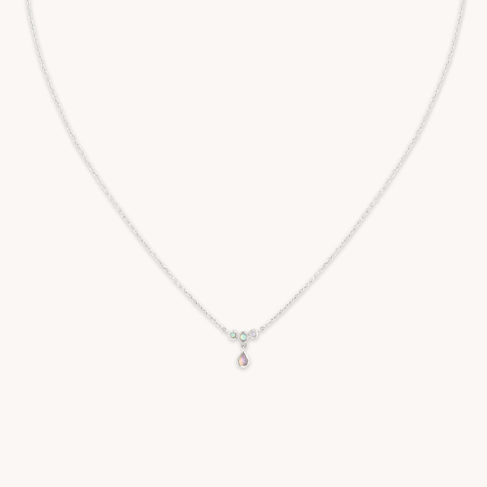 Opal Cluster Pendant in Solid White Gold