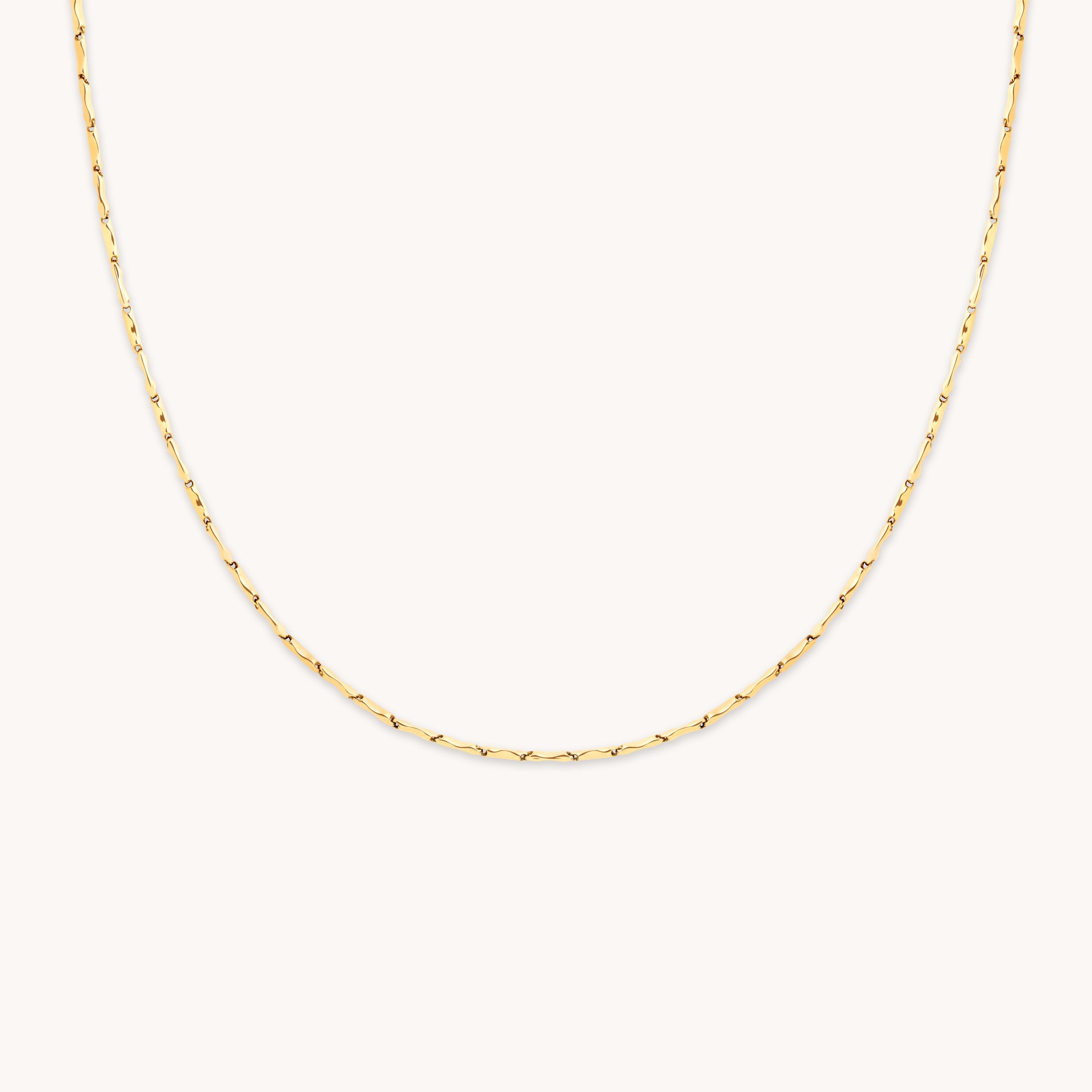 Molten Bar Chain Necklace in Solid Gold