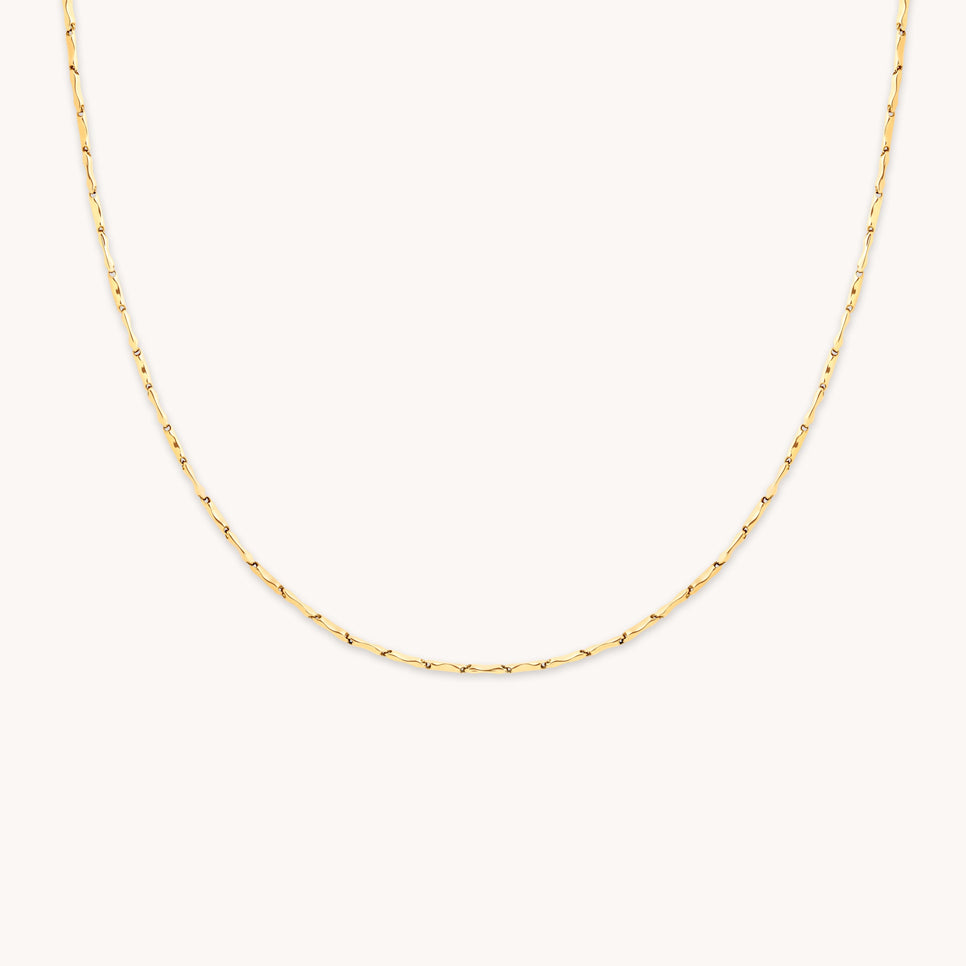 Molten Bar Chain Necklace in Solid Gold