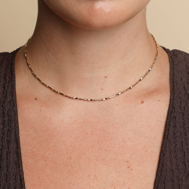 Molten Bar Chain Necklace in Solid Gold