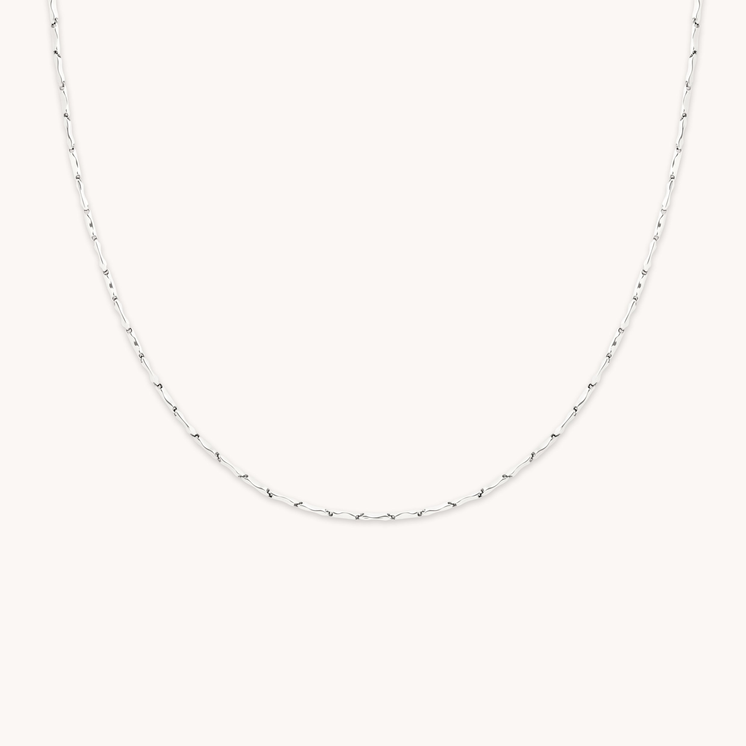 Molten Bar Chain Necklace in Solid White Gold