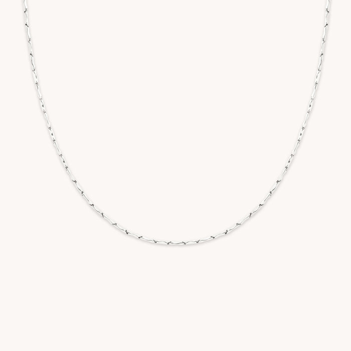 Molten Bar Chain Necklace in Solid White Gold