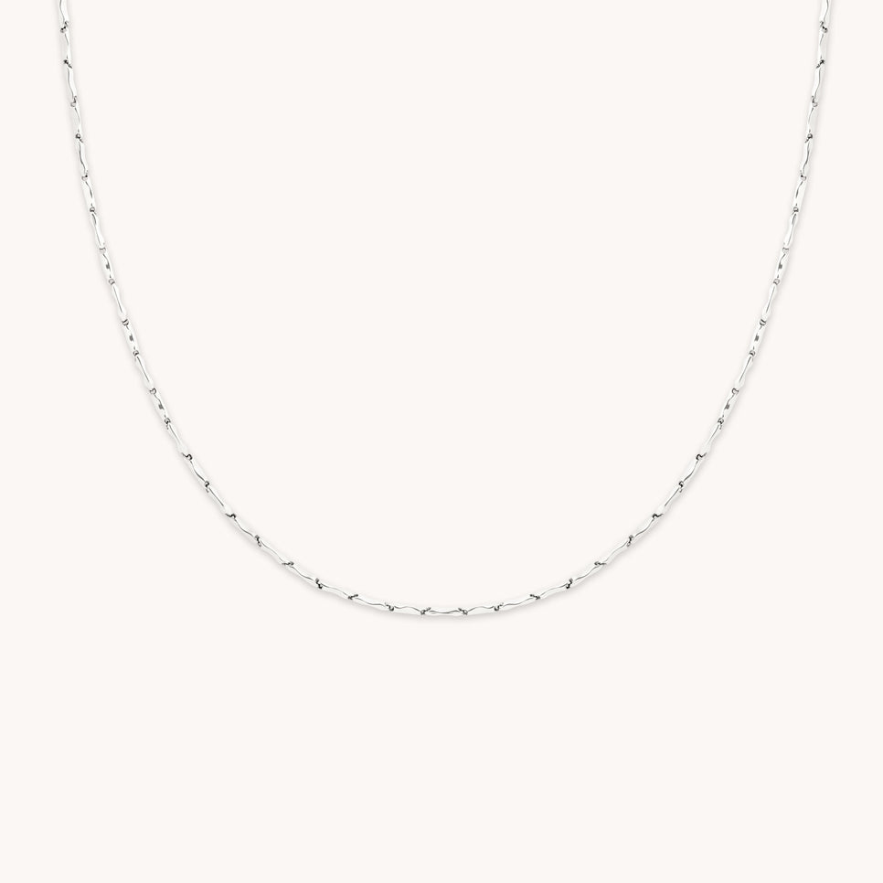 Molten Bar Chain Necklace in Solid White Gold