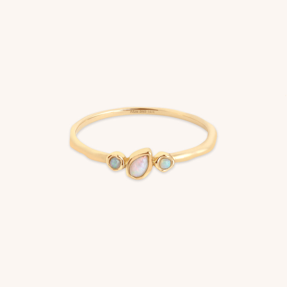 Molten Opal Cluster Ring in Solid Gold