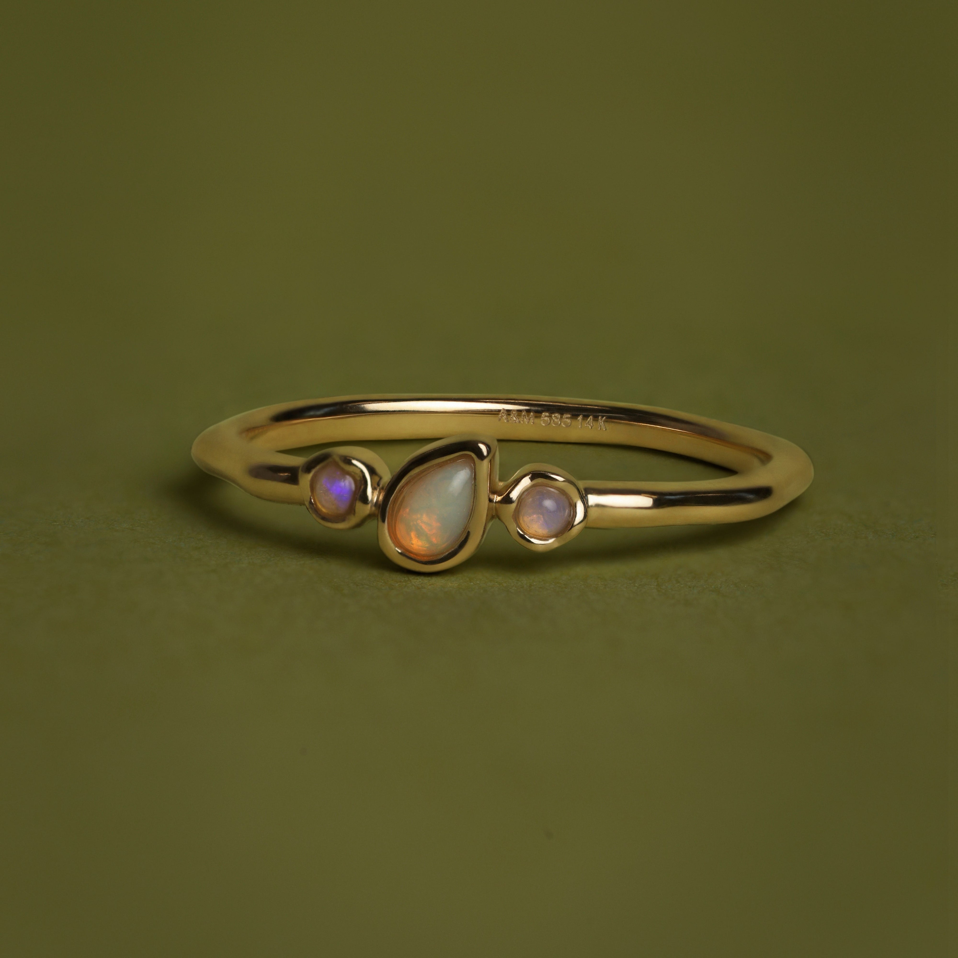 Molten Opal Cluster Ring in Solid Gold