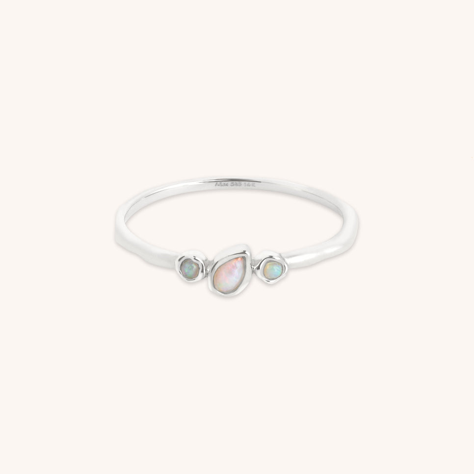Molten Opal Cluster Ring in Solid White Gold