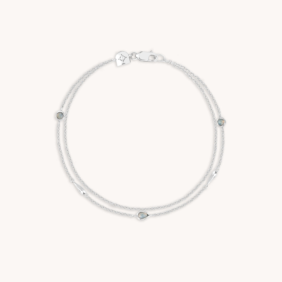 Opal Charm Double Bracelet in Silver-Astrid &amp; Miyu