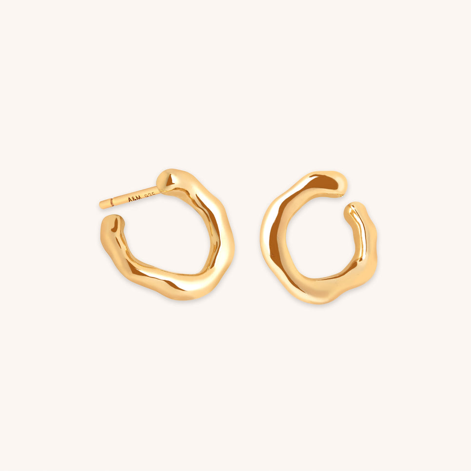 Molten Orbit Small Hoops in Gold-Astrid &amp; Miyu