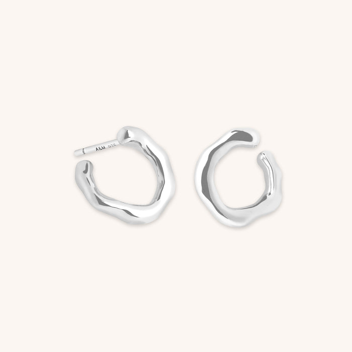 Molten Orbit Small Hoops in Silver-Astrid &amp; Miyu
