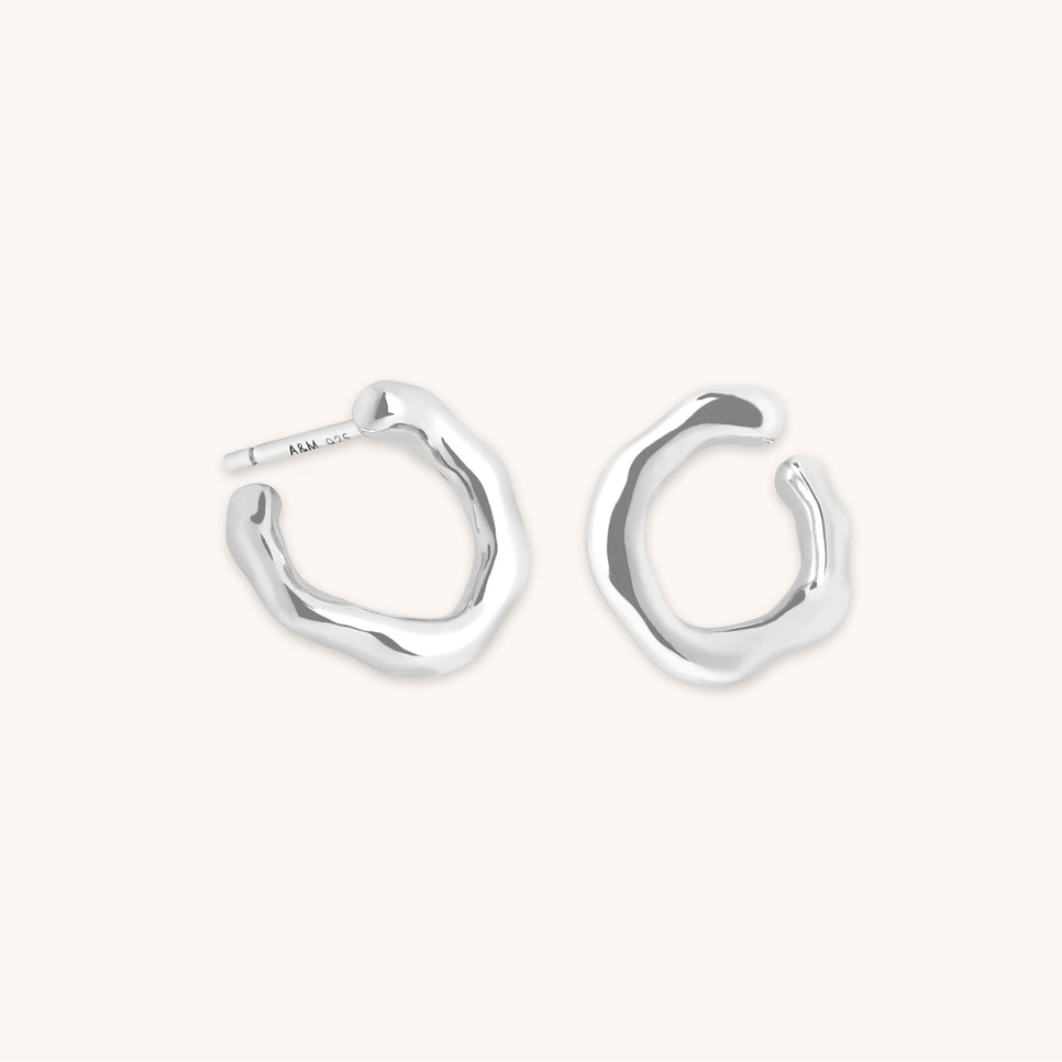 Molten Orbit Small Hoops in Silver-Astrid &amp; Miyu