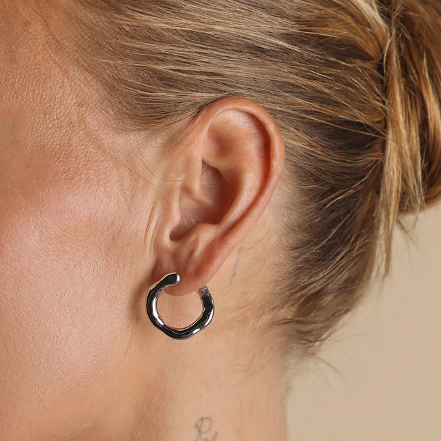 Molten Orbit Large Hoops in Silver