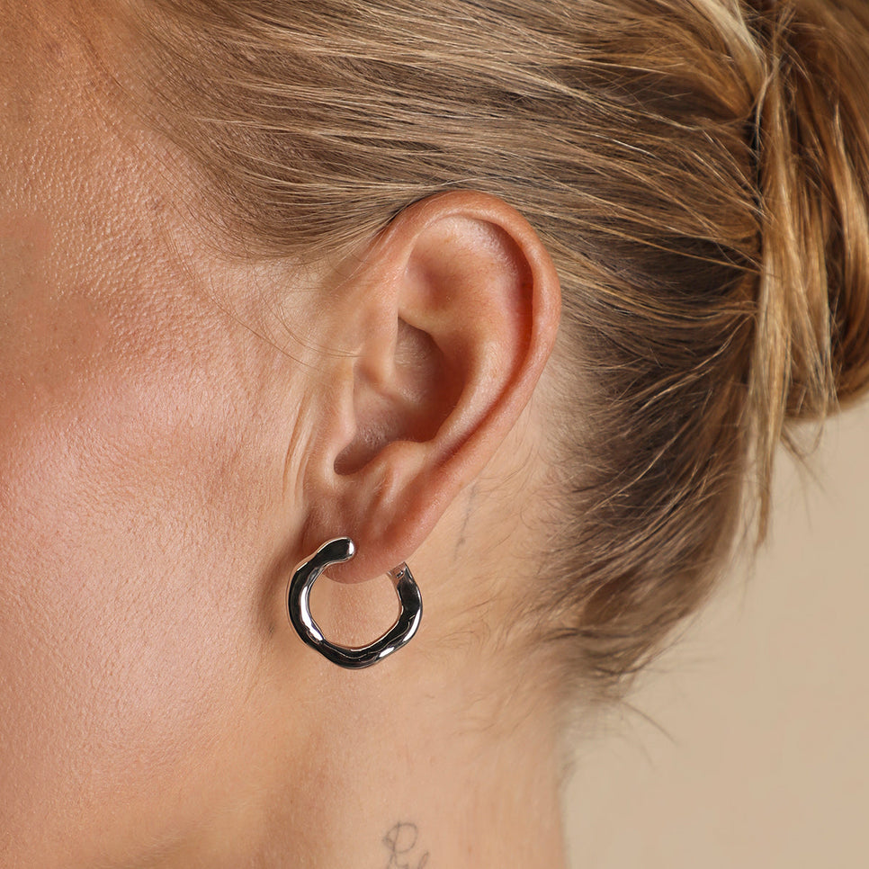 Molten Orbit Large Hoops in Silver