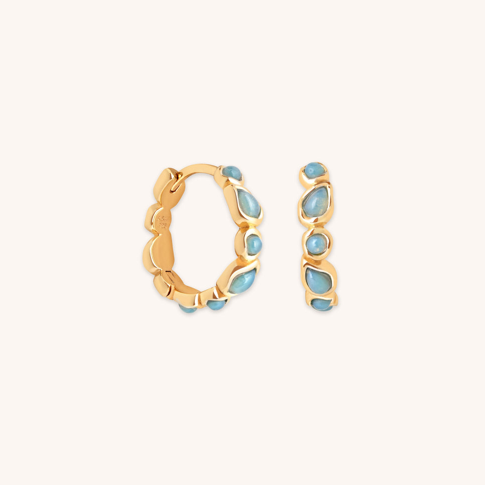 Opal Pear Bezel Hoops in Gold-Astrid &amp; Miyu