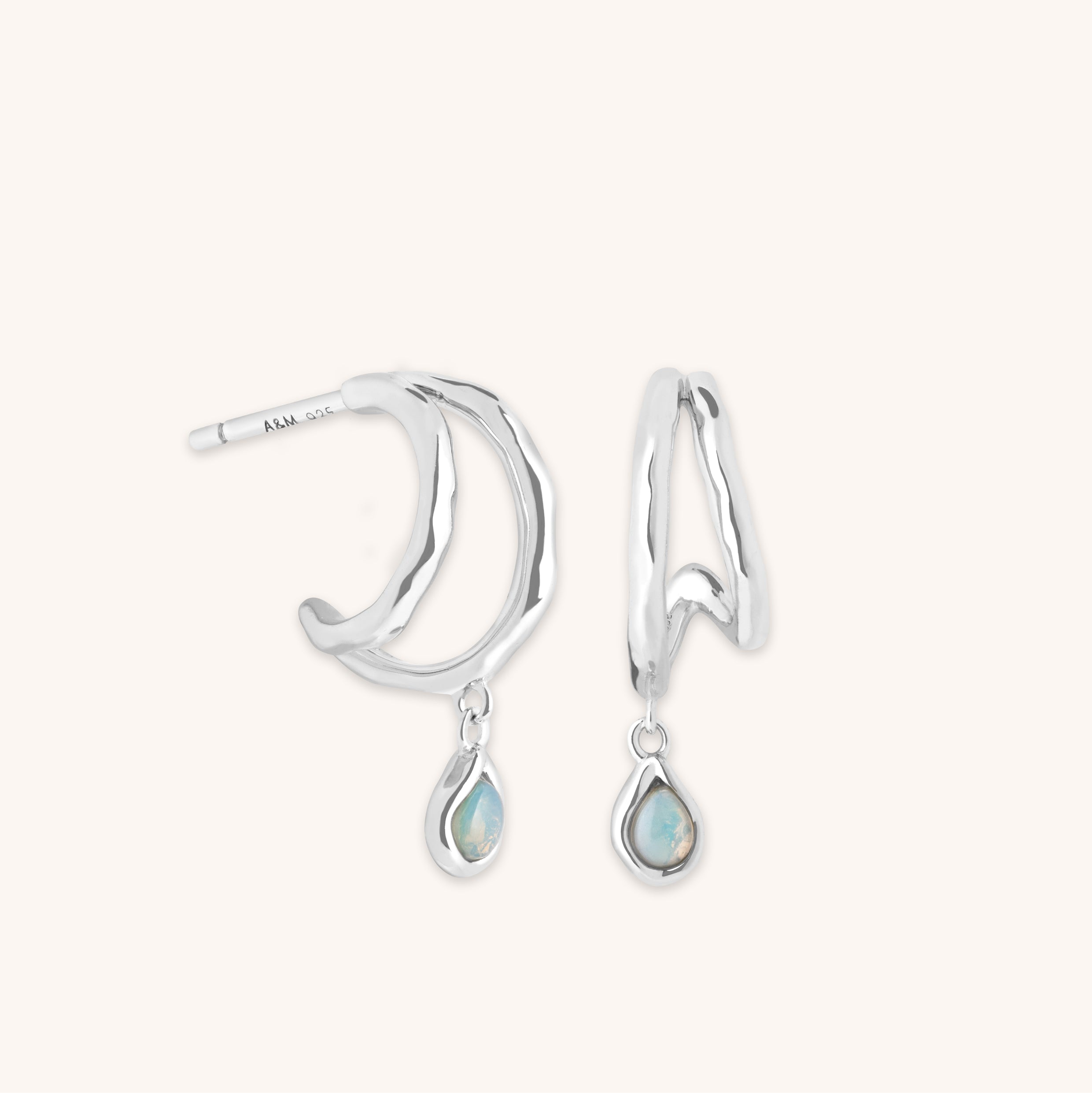 Illusion Opal Charm Huggies in Silver-Astrid &amp; Miyu
