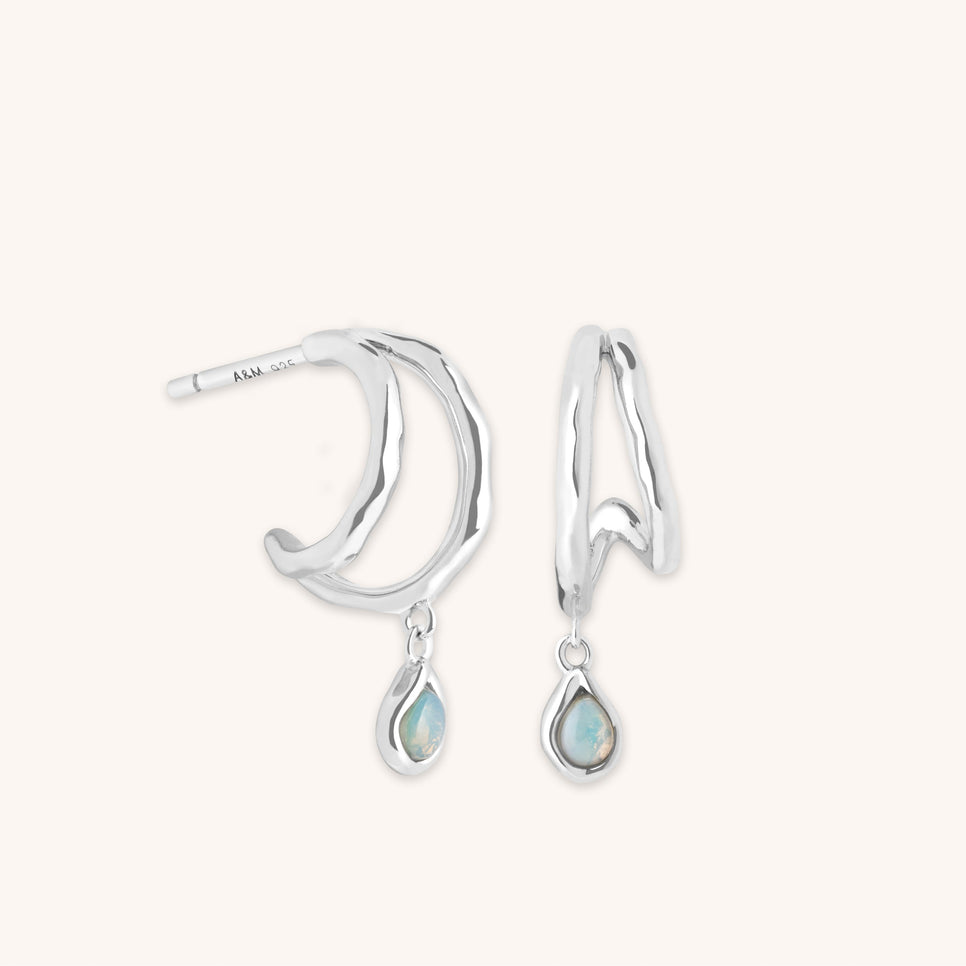 Illusion Opal Charm Huggies in Silver-Astrid &amp; Miyu