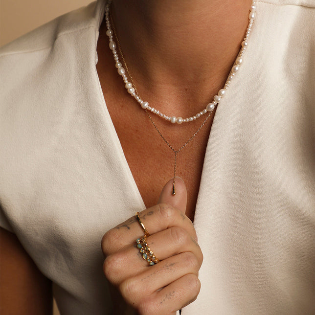 Molten Charm Lariat Necklace in Gold