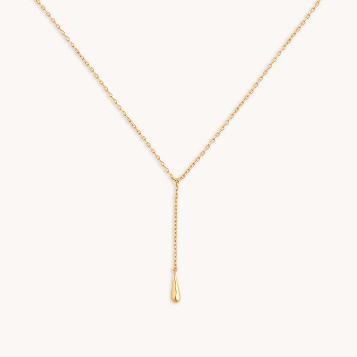 Molten Charm Lariat Necklace in Gold-Astrid &amp; Miyu