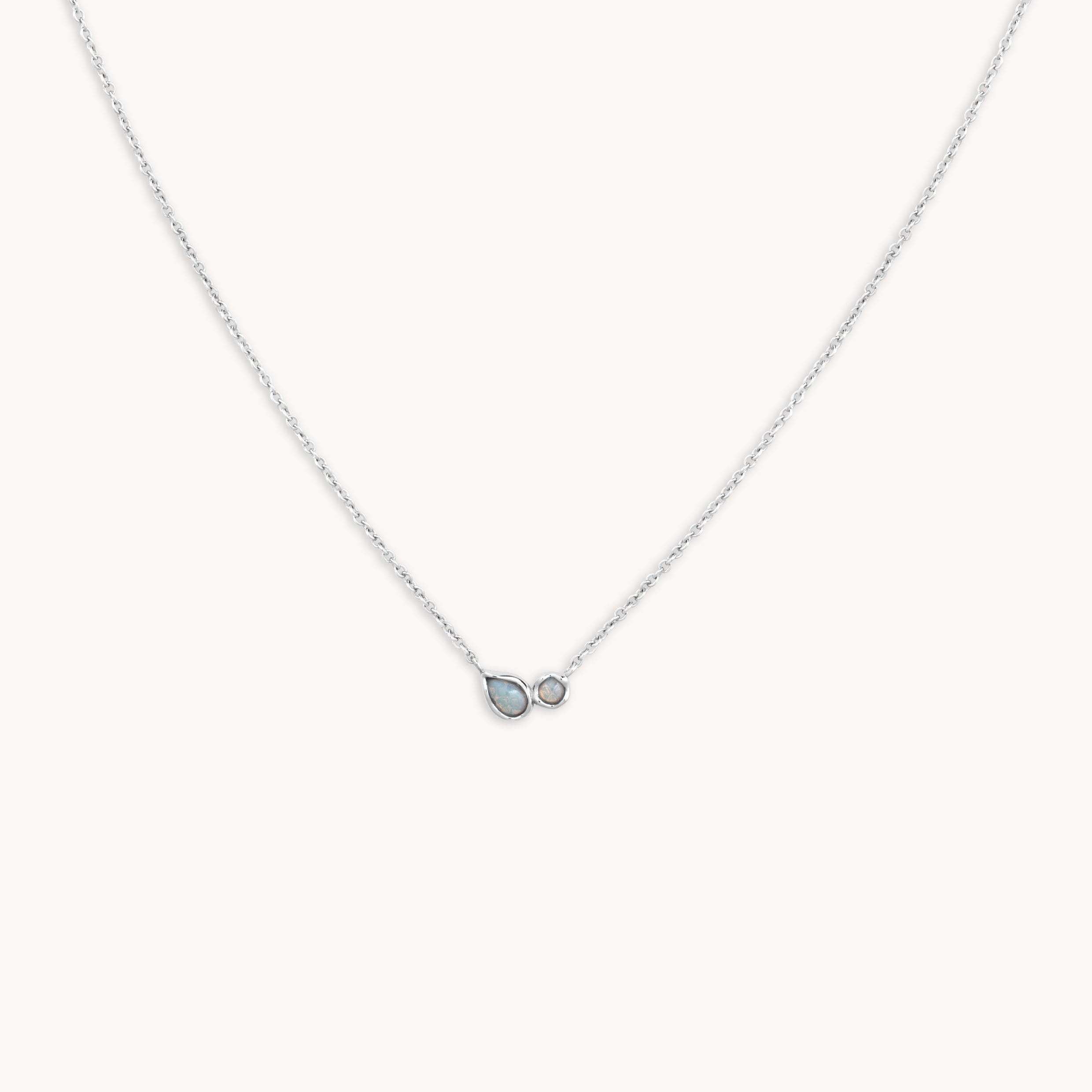 Opal Bezel Pendant Necklace in Silver-Astrid &amp; Miyu