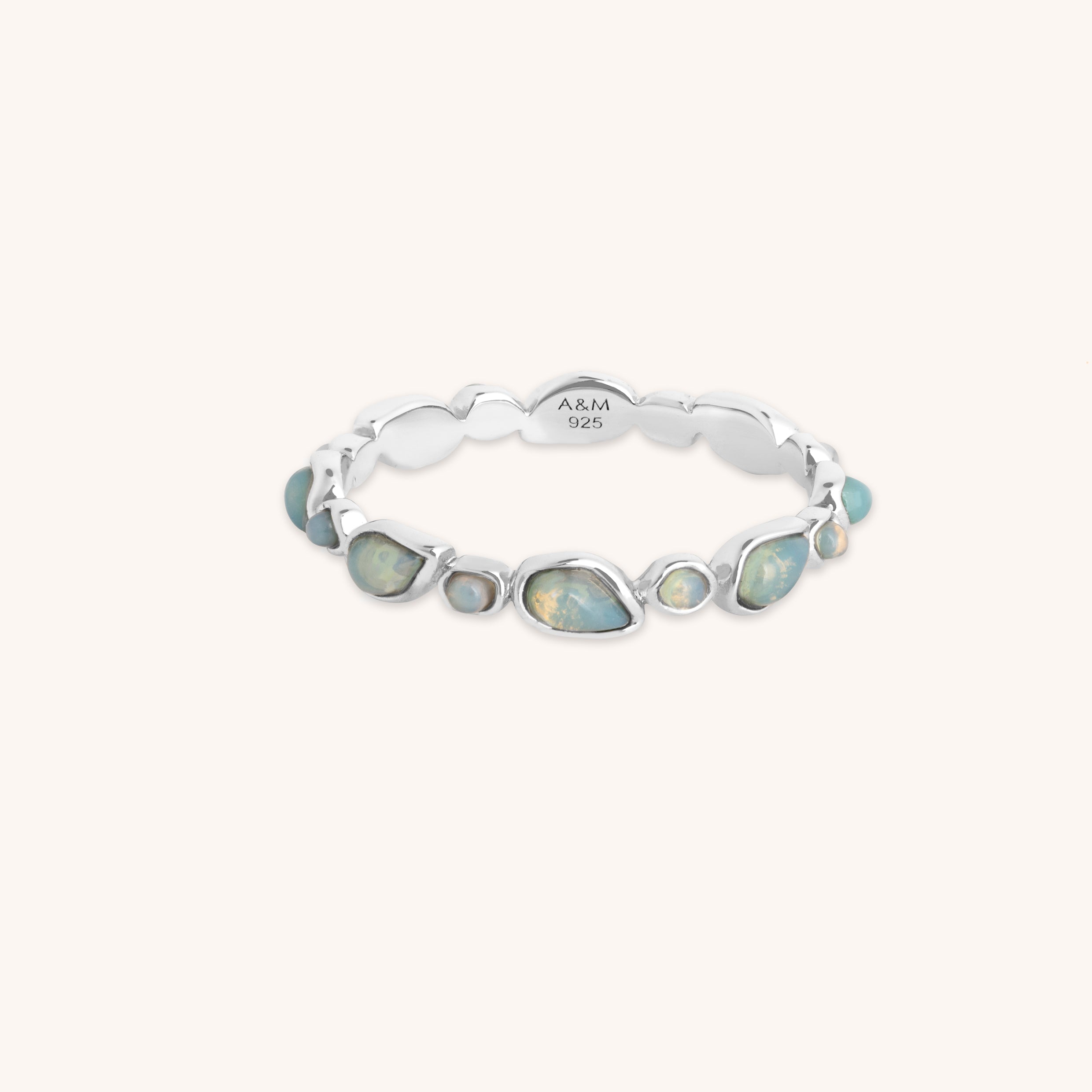 Opal Pear Band Ring in Silver-Astrid &amp; Miyu