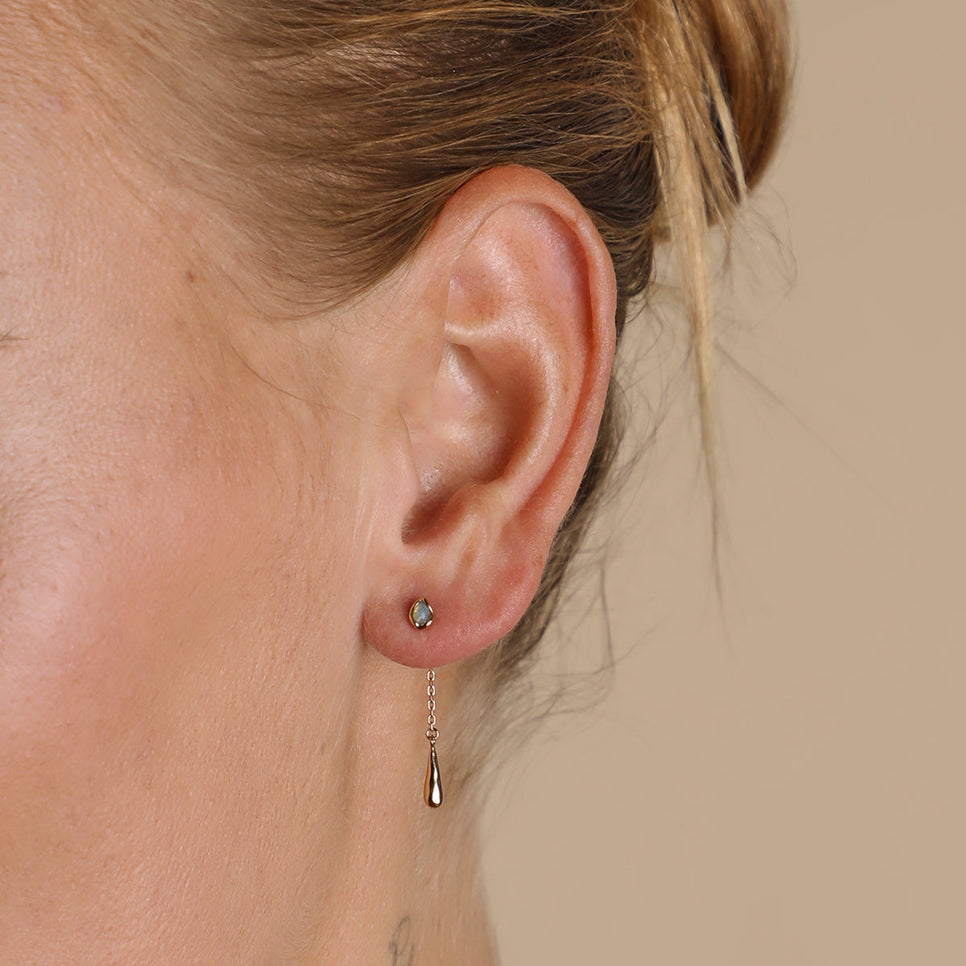 Opal Charm Drop Studs in Gold
