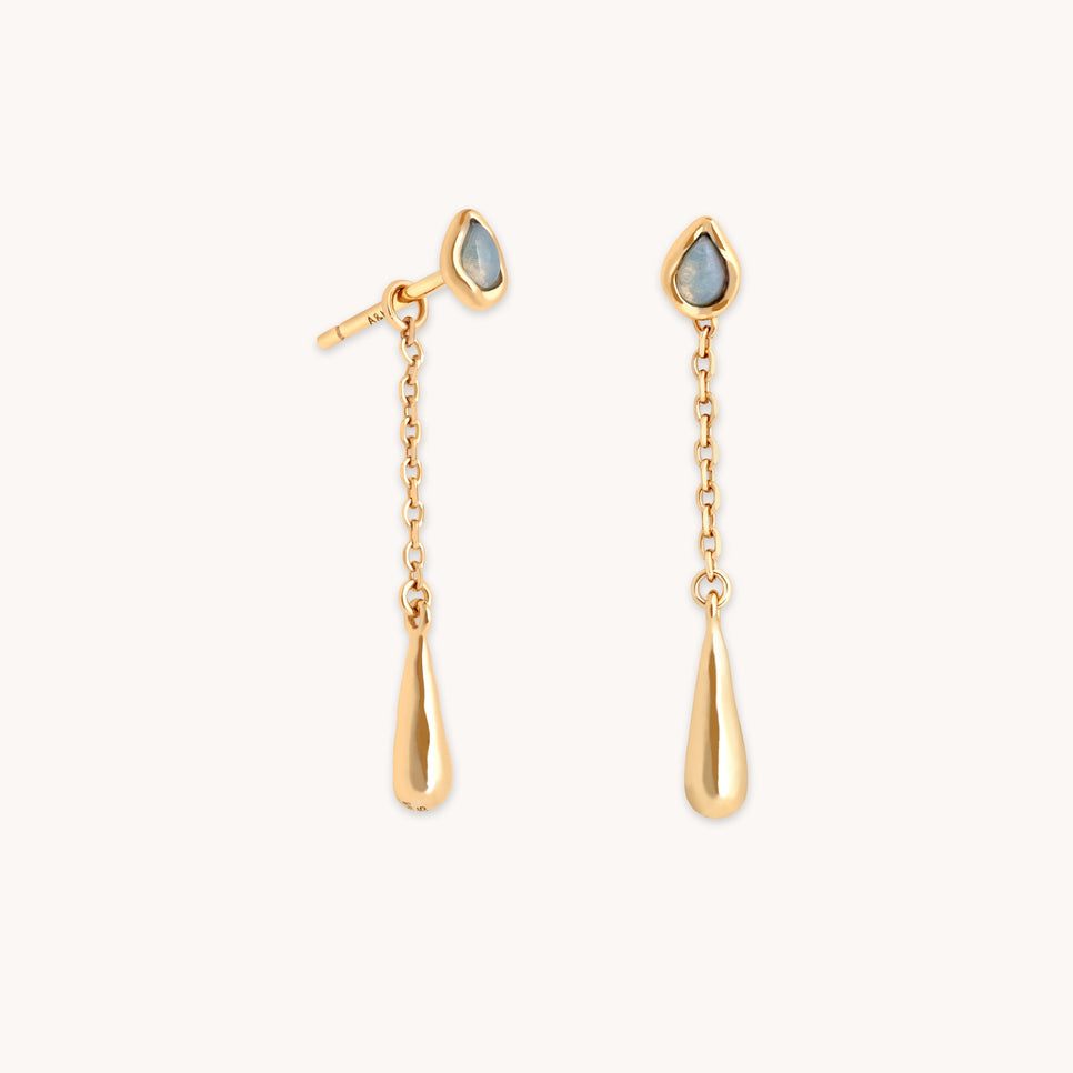 Opal Pear Chain Drop Studs in Gold-Astrid &amp; Miyu