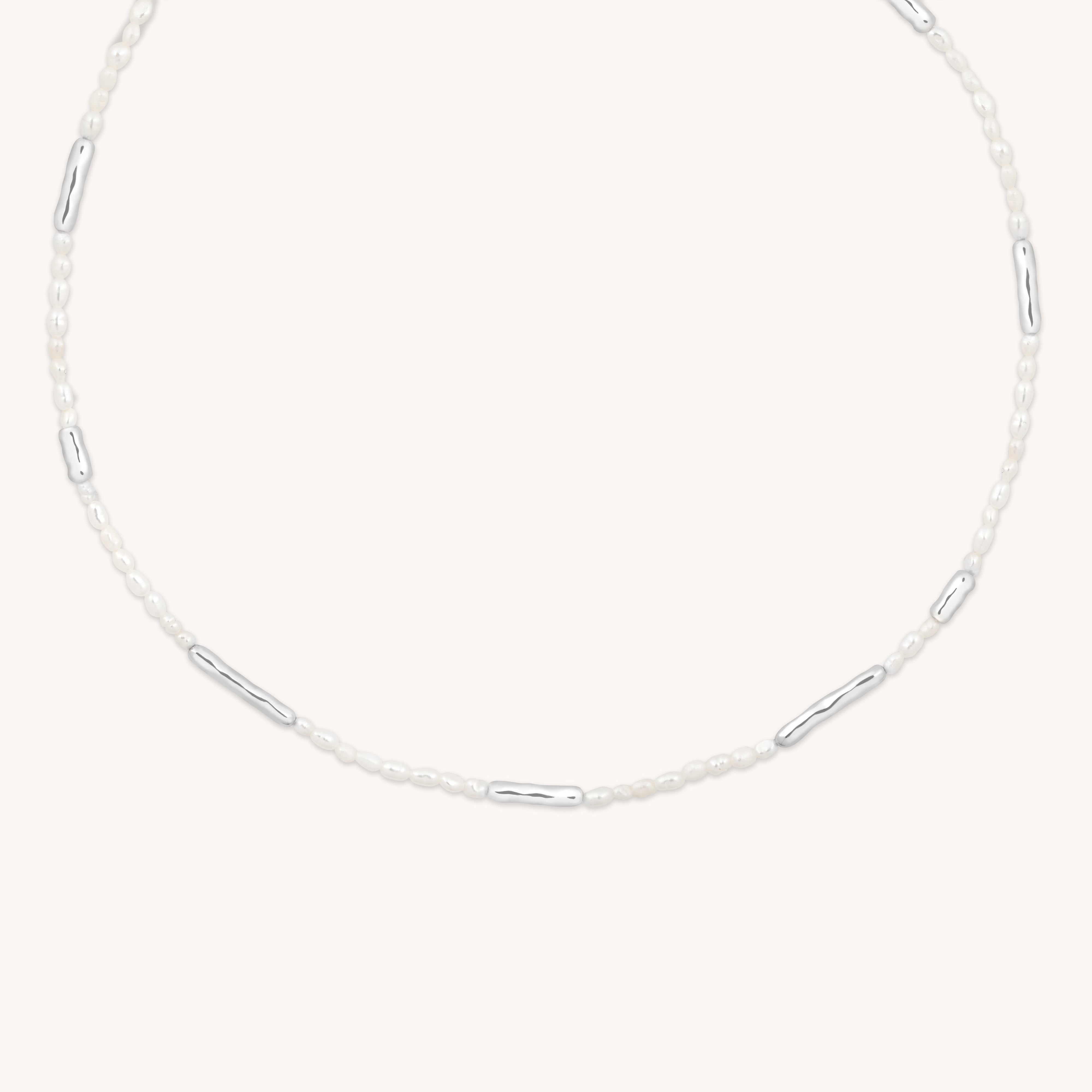 Molten Pearl Necklace in Silver