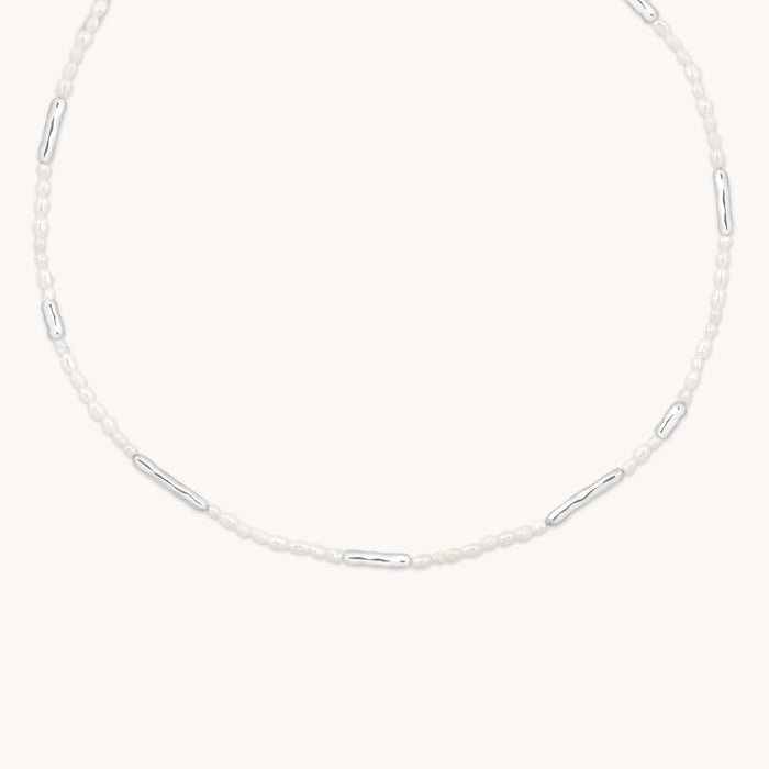 Molten Pearl Necklace in Silver