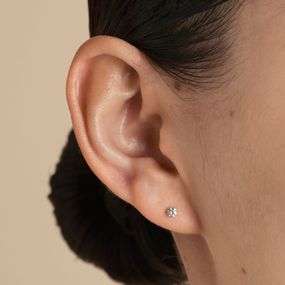 Floating Diamond Large Piercing Stud in Solid Gold-Astrid &amp; Miyu