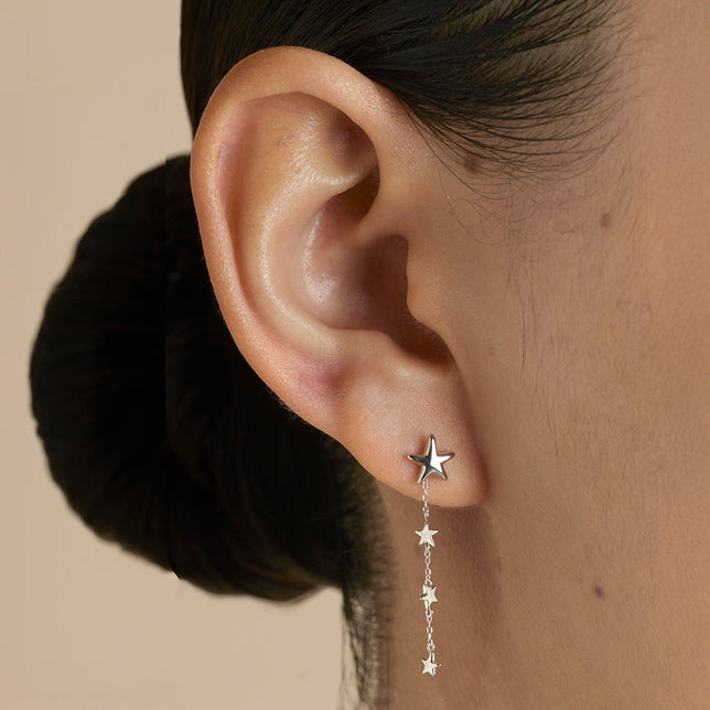 Multi Star Piercing Chain in Solid White Gold-Astrid & Miyu