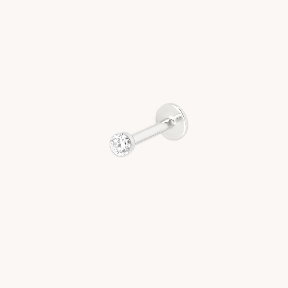 Floating Diamond Medium Piercing Stud in Solid White Gold-Astrid &amp; Miyu