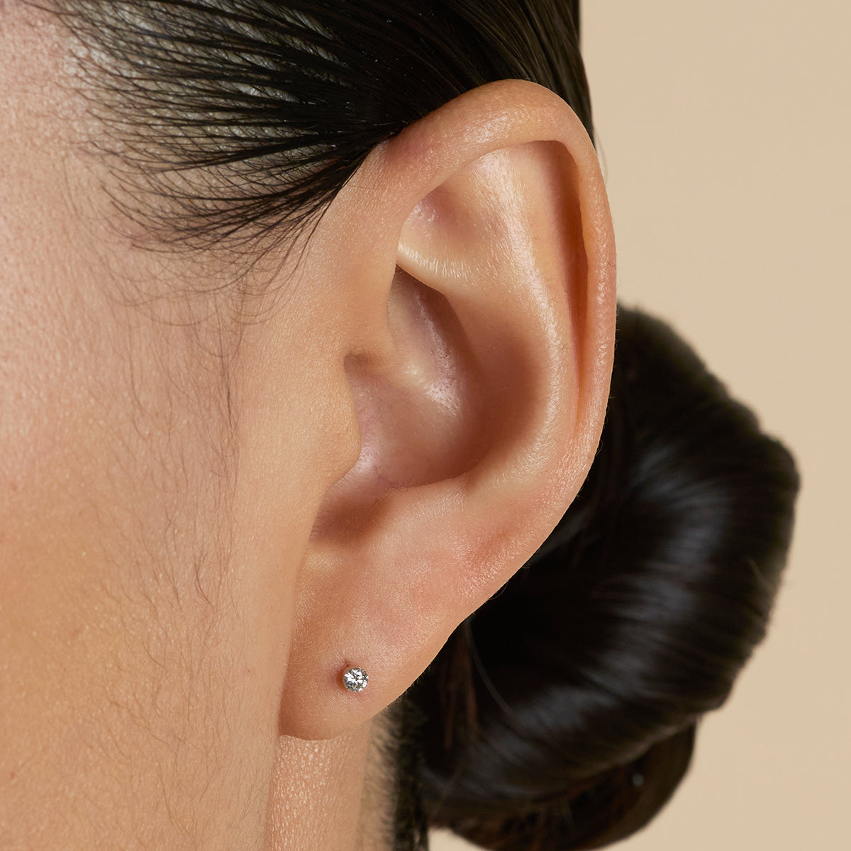 Floating Diamond Medium Piercing Stud in Solid White Gold-Astrid &amp; Miyu