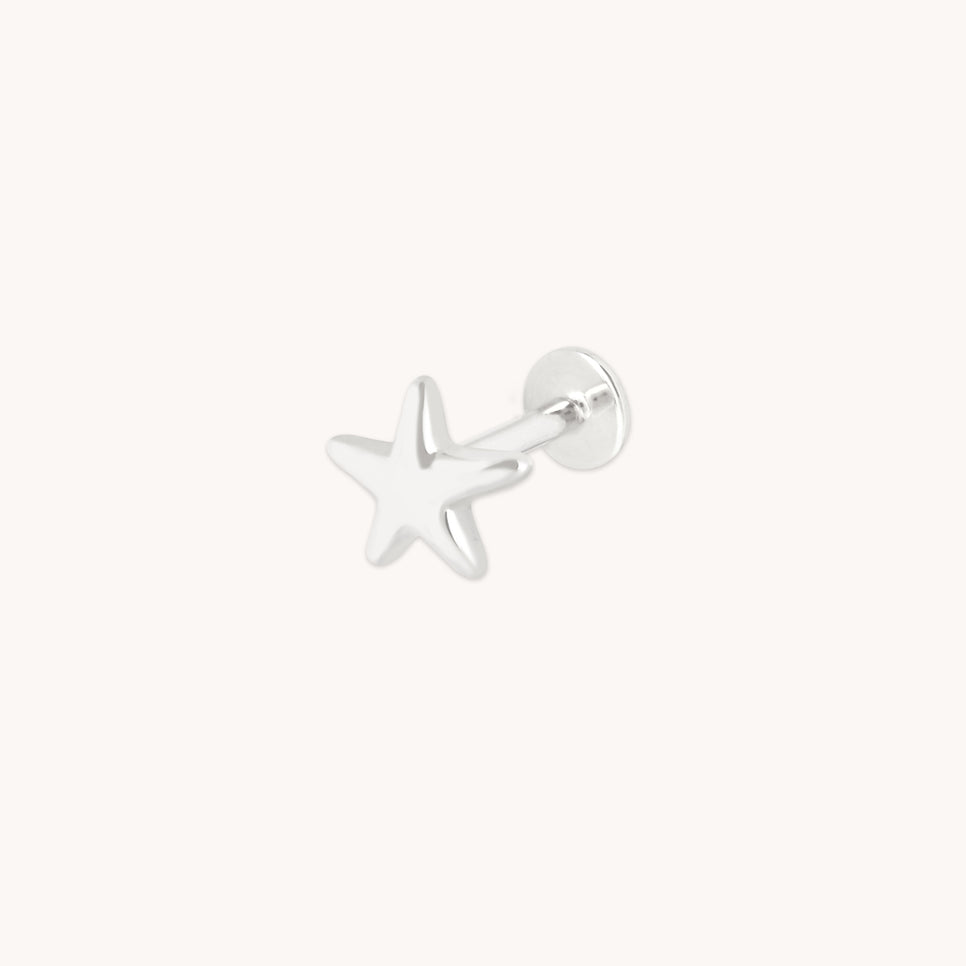Star Large Piercing Stud in Solid White Gold-Astrid &amp; Miyu