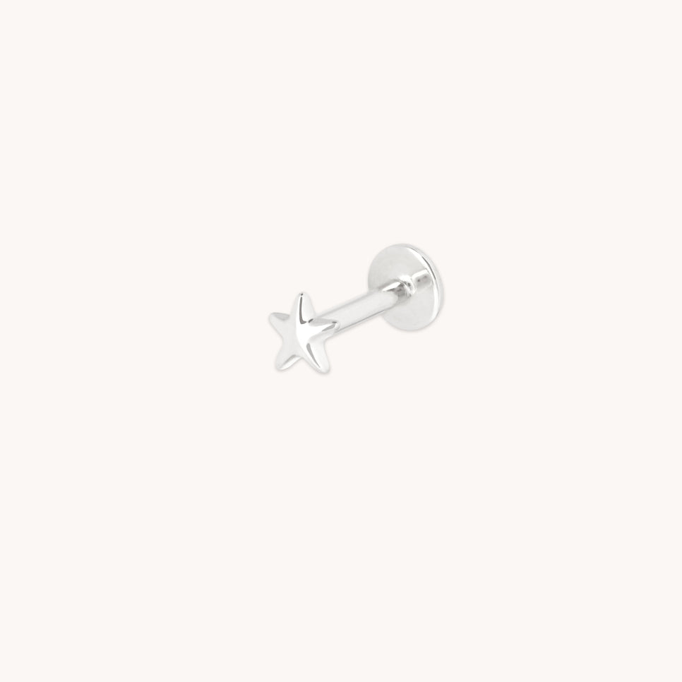 Star Small Piercing Stud in Solid White Gold-Astrid &amp; Miyu