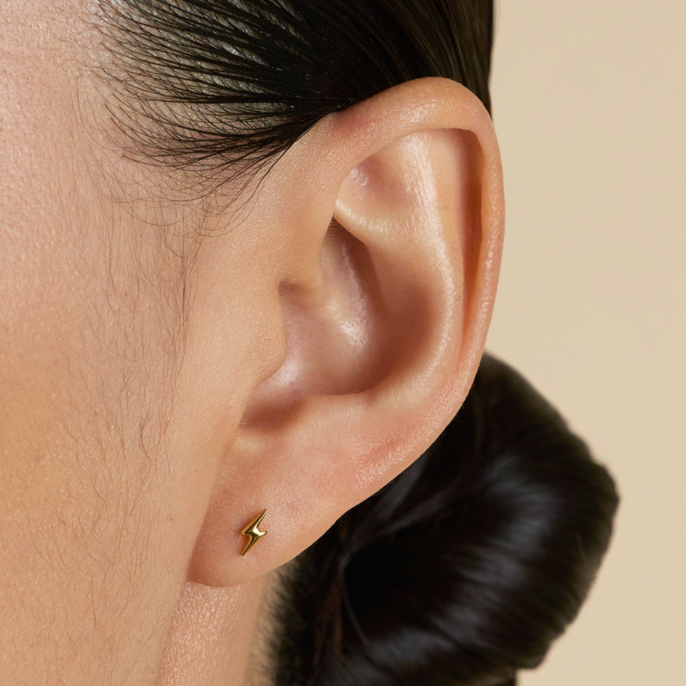 Lightning Bolt Titanium Piercing Stud in Gold-Astrid &amp; Miyu